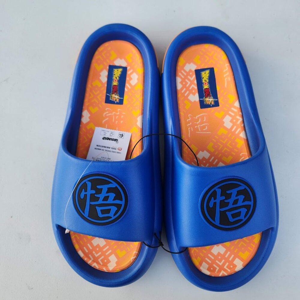 NEW DragonBall Z Dragon Ball Z Men’s Size 7 Slippers Sandals Slides Blue Orange